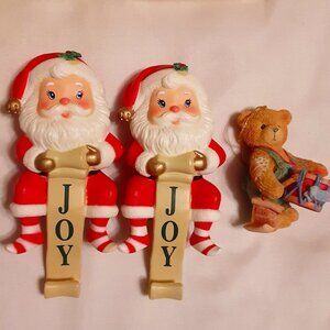 Christmas-2 Santa Stocking Holders by Russ * 1 Drummer Bear 1994 Cherish Teddies